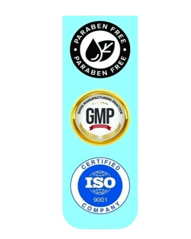 Certificeringen - Paraben Free, GMP, ISO 9001